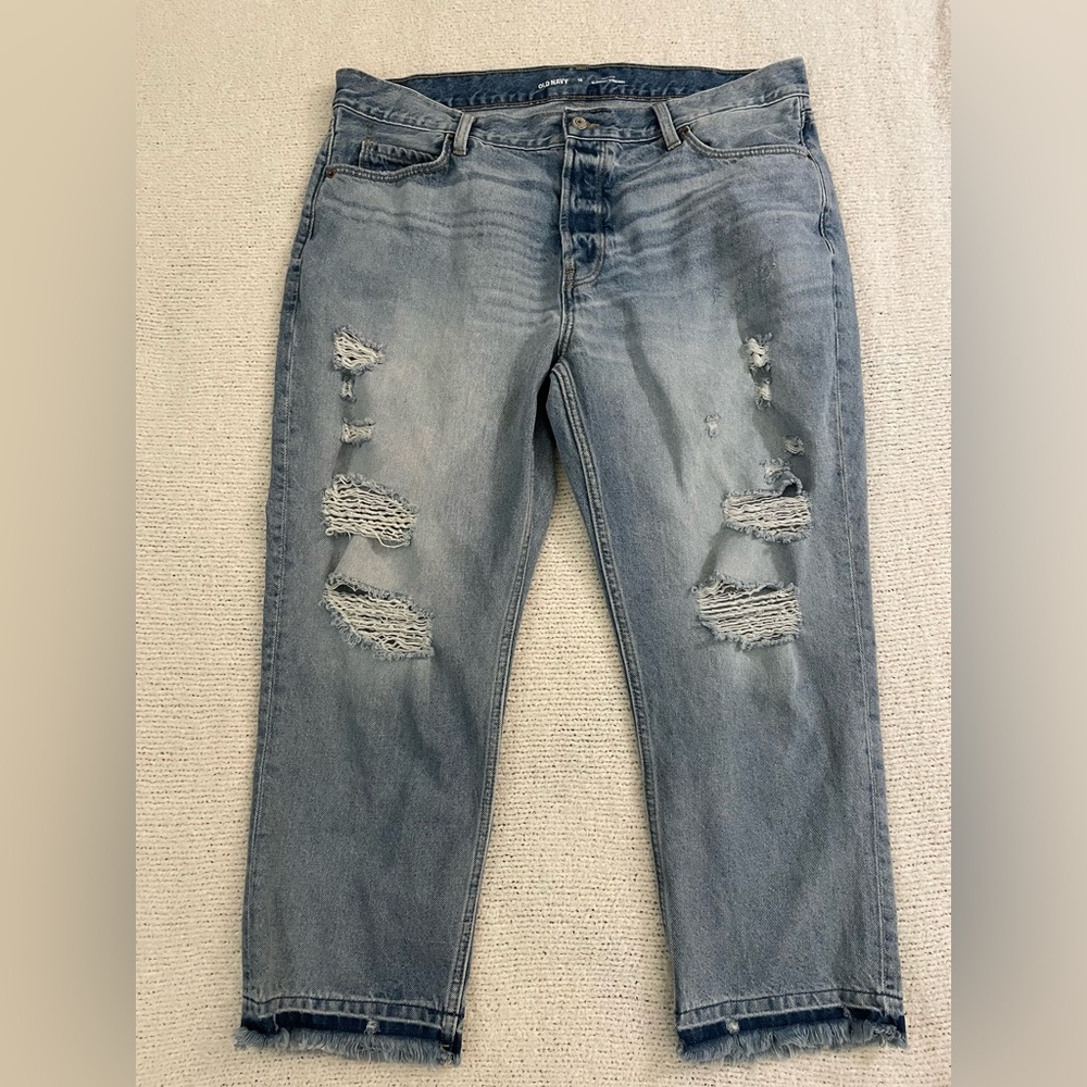 Old Navy‎ High Rise Slouchy Straight Distressed Jeans - 16
